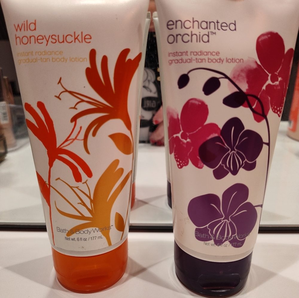 Bath & Body Works Wild Honeysuckle and Enchanted Orchid Selftan Lotion Duo